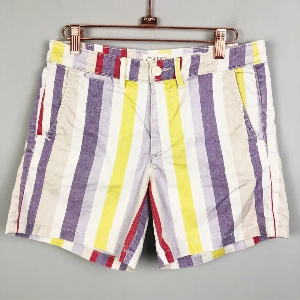 CHINO BY ANTHROPOLOGIE | Striped Multicolor Chino Shorts Women’s Size 27 (4)